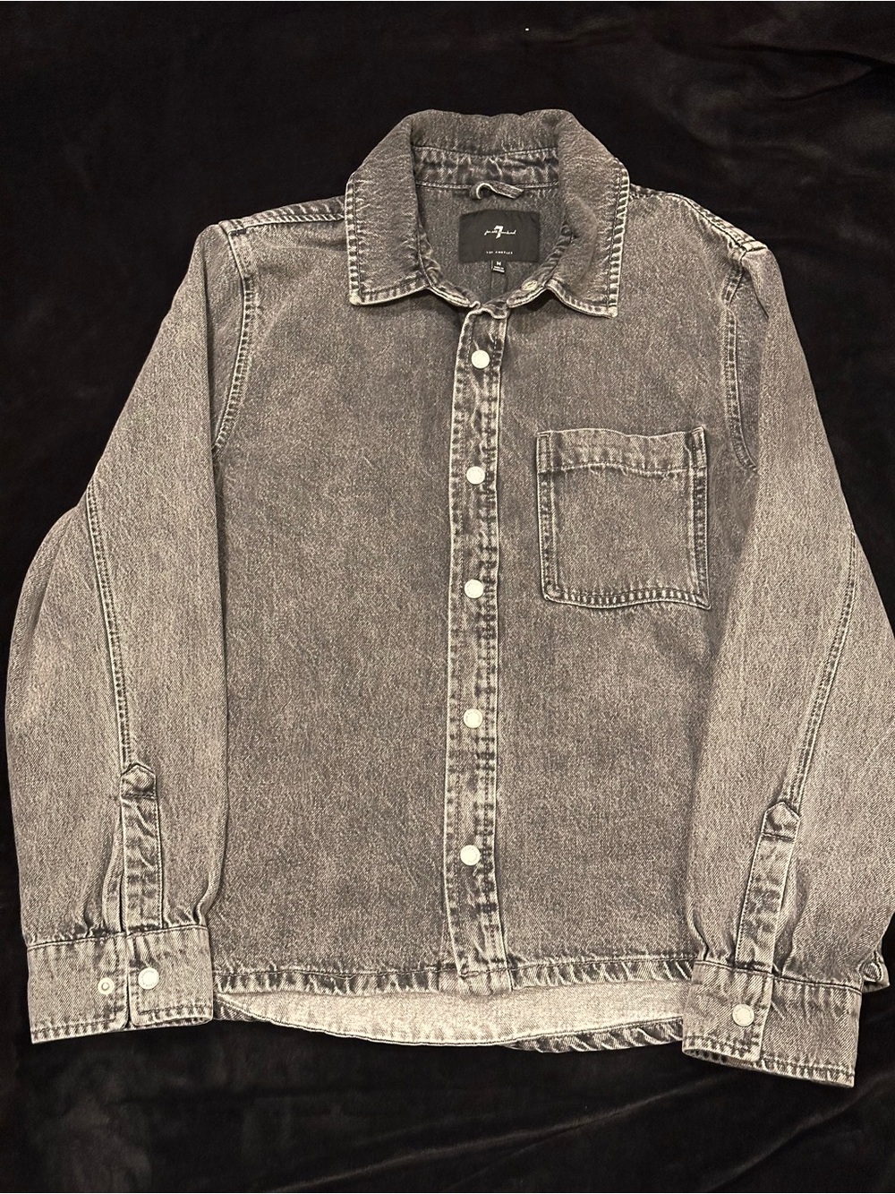 7 For All Mankind Washed Black Denim Shirt Jacket
